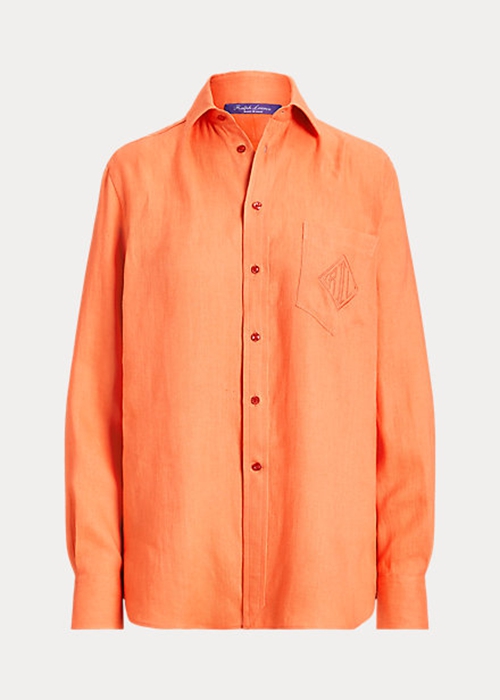 Ralph Lauren Adrien Linen Skjorta Dam Orange | 932758-CNV