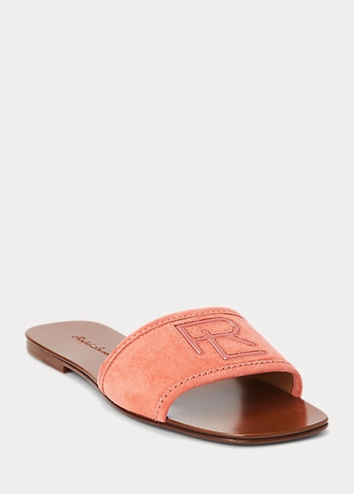 Ralph Lauren Andela Calf-Mocka Sandaler Dam Rosa | 654879-GUX