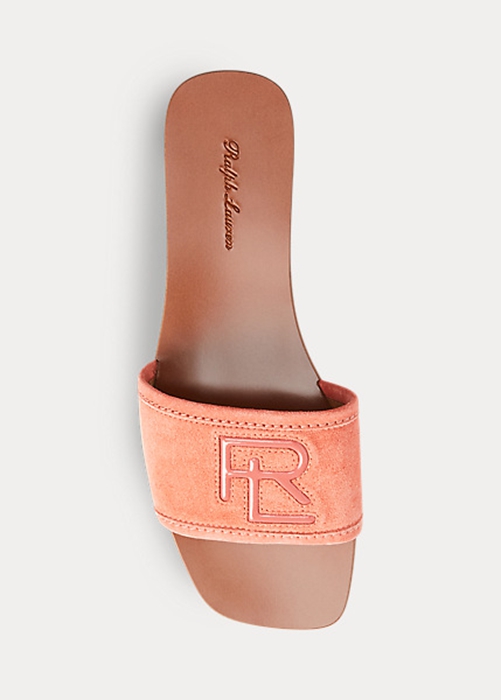 Ralph Lauren Andela Calf-Mocka Sandaler Dam Rosa | 654879-GUX