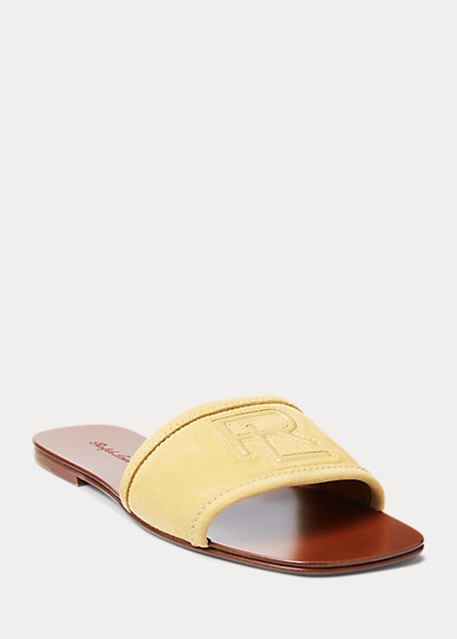 Ralph Lauren Andela Calf-Mocka Sandaler Dam Gula | 976235-ZLG