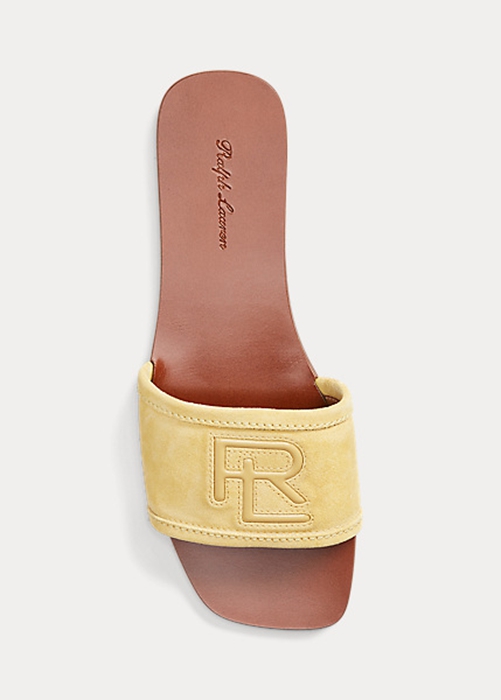 Ralph Lauren Andela Calf-Mocka Sandaler Dam Gula | 976235-ZLG