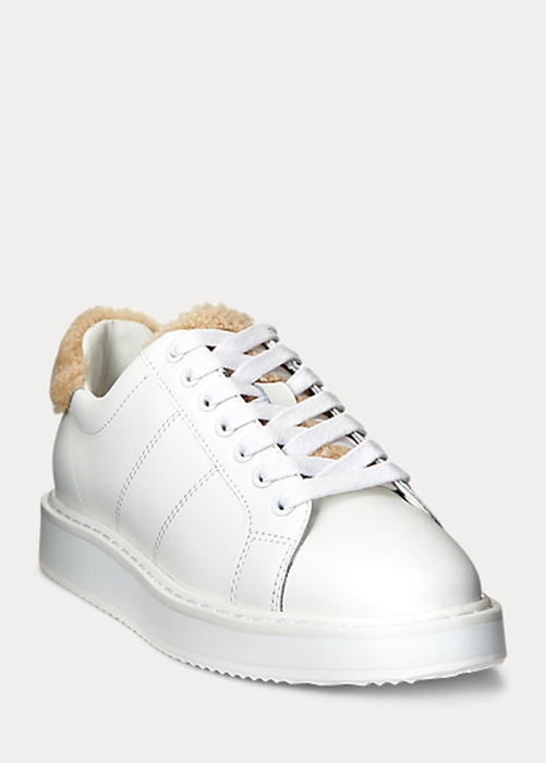 Ralph Lauren Angeline IV Action Läder Sneakers Dam Vita | 180295-CUJ