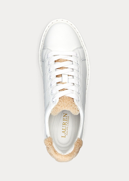 Ralph Lauren Angeline IV Action Läder Sneakers Dam Vita | 180295-CUJ