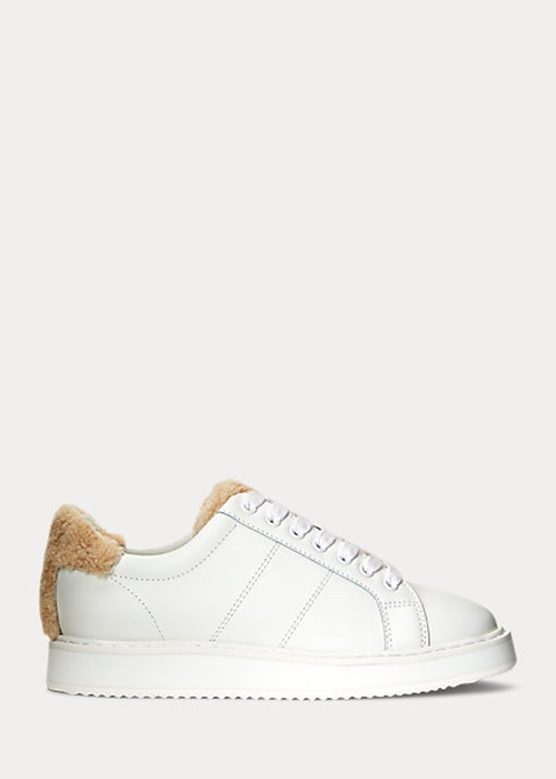 Ralph Lauren Angeline IV Action Läder Sneakers Dam Vita | 180295-CUJ