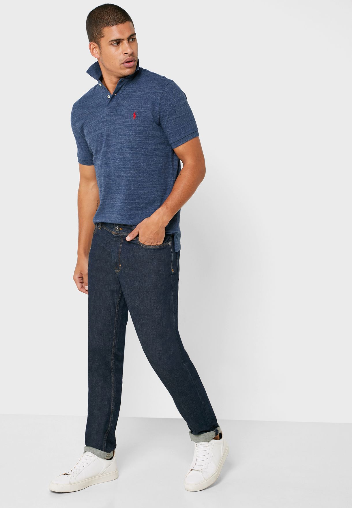 Ralph Lauren Basic Mesh Piketröja Herr Blå | 215049-DHT