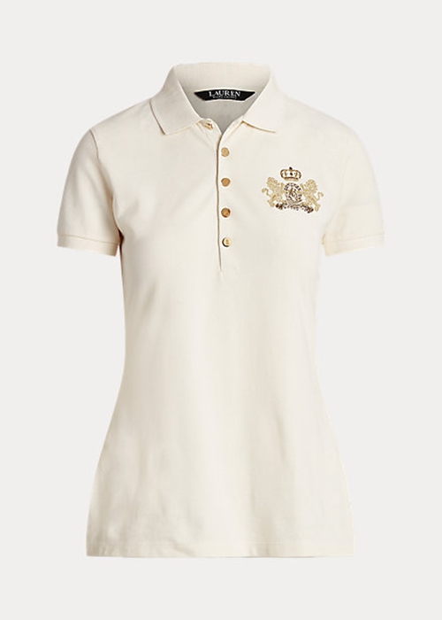 Ralph Lauren Beaded-Crest Piqué Piketröja Dam Grädde | 580712-XAQ