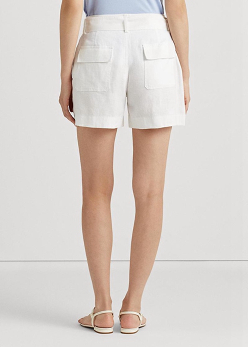 Ralph Lauren Belted Linen Shorts Dam Vita | 405269-PVZ