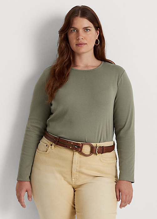 Ralph Lauren Bomull-Blend Long-Sleeve Blast Dam Gröna | 758092-QLV