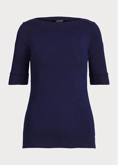 Ralph Lauren Bomull Boatneck Blast Dam Marinblå | 831025-LXO