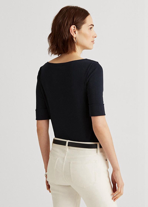 Ralph Lauren Bomull Boatneck Blast Dam Marinblå | 831025-LXO