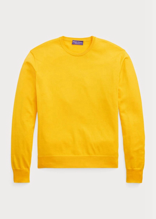 Ralph Lauren Bomull Crewneck Jumper Tröjor Herr Gula | 421395-IQC