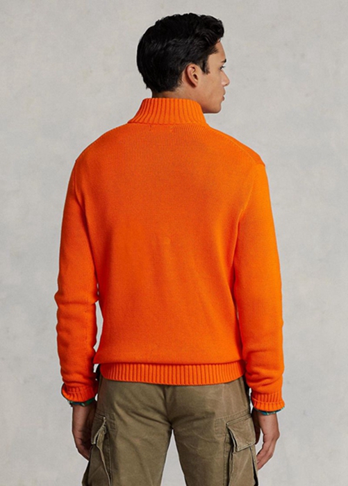 Ralph Lauren Bomull Quarter-zip Jumper Tröjor Herr Orange | 370254-QDO