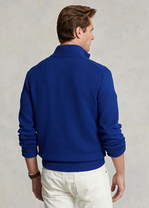 Ralph Lauren Bomull Quarter-zip Jumper Tröjor Herr Blå | 704918-VNM