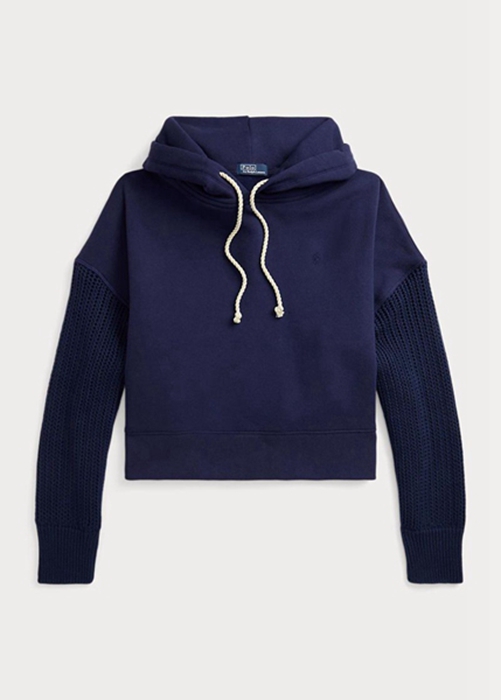 Ralph Lauren Boxy Fit Hybrid Jumper-sleeve Hoodie Dam Marinblå | 143672-IVY