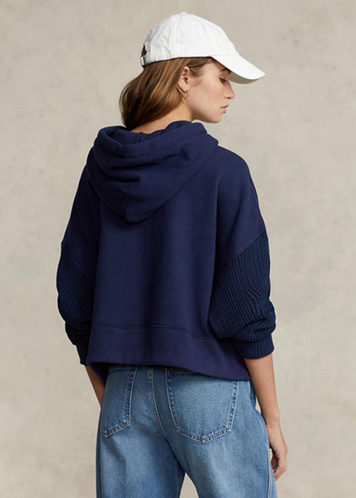 Ralph Lauren Boxy Fit Hybrid Jumper-sleeve Hoodie Dam Marinblå | 143672-IVY