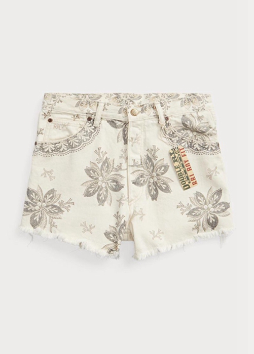 Ralph Lauren Boy Fit Seeded Natural Denim Shorts Dam Beige | 719580-GAM