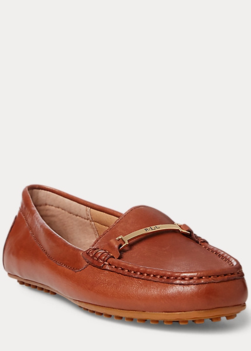 Ralph Lauren Briony Läder Driver Loafers Dam Bruna | 329701-KEL