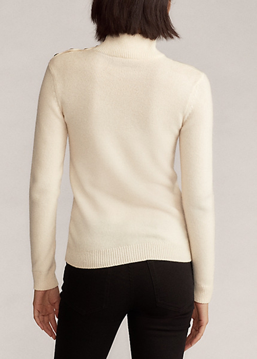 Ralph Lauren Buttoned Cashmere Turtleneck Tröjor Dam Grädde | 436521-VFT