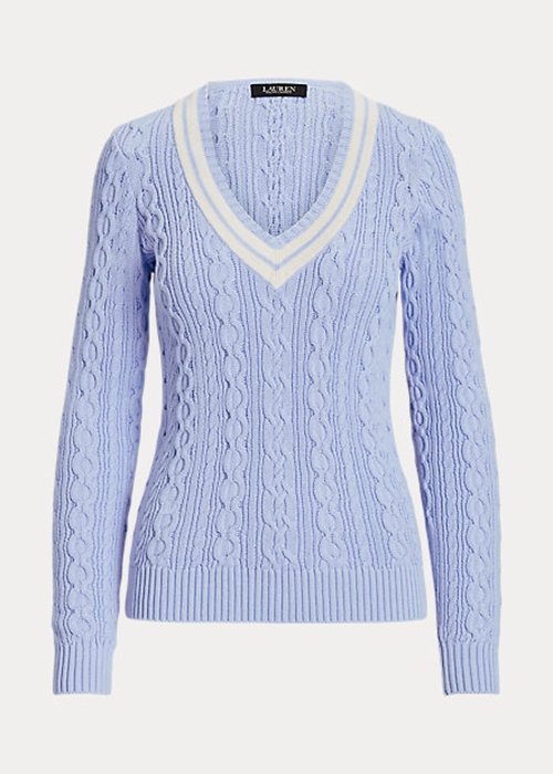 Ralph Lauren Cable-Knit Cricket Tröjor Dam Blå | 932184-LHD