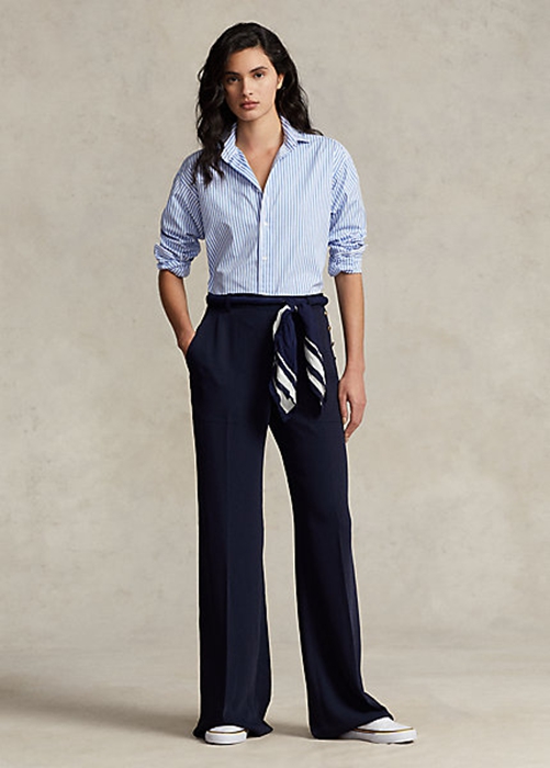 Ralph Lauren Cady Breda-Leg Trousers Byxor Dam Marinblå | 567219-UWA