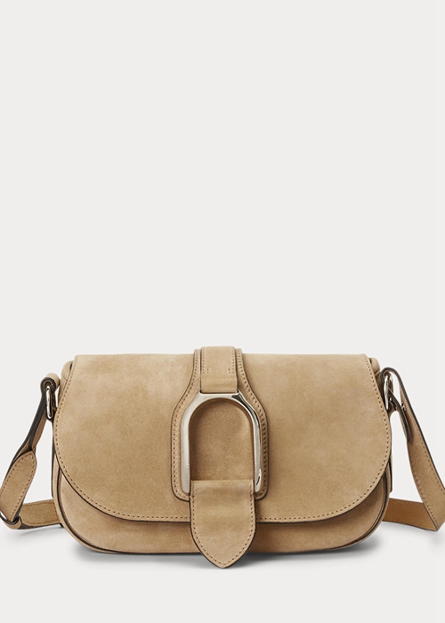 Ralph Lauren Calf-Mocka Welington Axelväska Dam Khaki | 871904-SOB