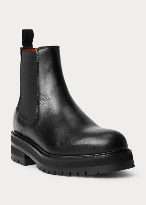 Ralph Lauren Calfskin Lug Chelsea Stövlar Dam Svarta | 637029-JZF