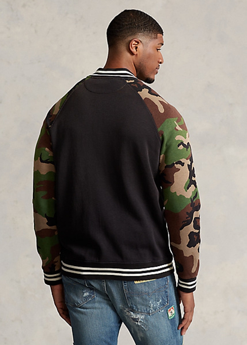 Ralph Lauren Camo-Sleeve Fleece Baseball Jacka Herr Olika Färger | 518760-BKS