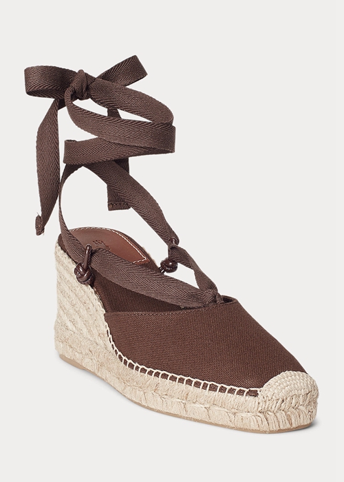 Ralph Lauren Canvas Kilklack Espadrille Dam Choklad | 210537-RGW