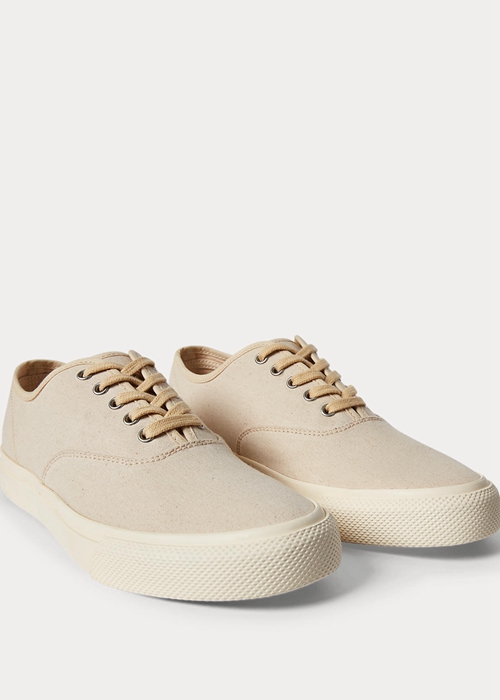 Ralph Lauren Canvas Sneakers Herr Beige | 160842-MFP