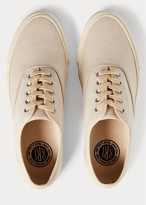 Ralph Lauren Canvas Sneakers Herr Beige | 160842-MFP