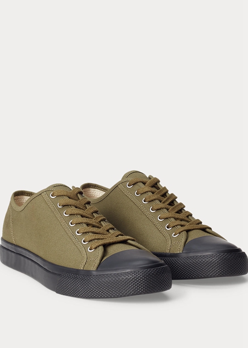 Ralph Lauren Canvas Sneakers Herr Olivgröna | 258367-RPE