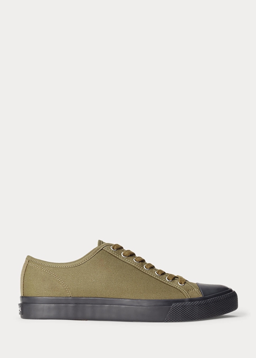 Ralph Lauren Canvas Sneakers Herr Olivgröna | 258367-RPE