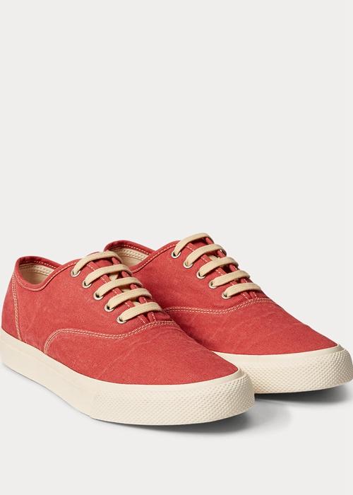 Ralph Lauren Canvas Sneakers Herr Röda | 627098-YDR