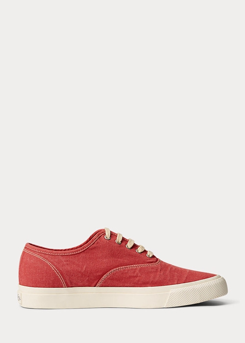 Ralph Lauren Canvas Sneakers Herr Röda | 627098-YDR