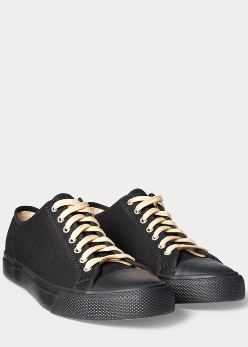 Ralph Lauren Canvas Sneakers Herr Svarta | 143520-EGR