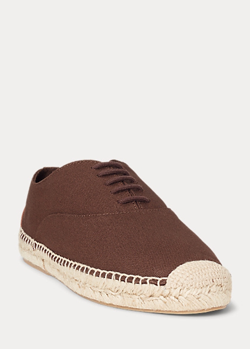 Ralph Lauren Canvas Spets-Up Espadrille Dam Bruna | 978642-MCH