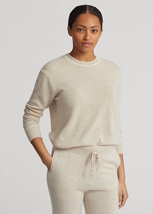 Ralph Lauren Cashmere Crewneck Tröjor Dam Beige | 506492-JGW