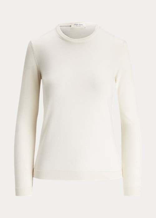 Ralph Lauren Cashmere Crewneck Tröjor Dam Grädde | 519807-ARE