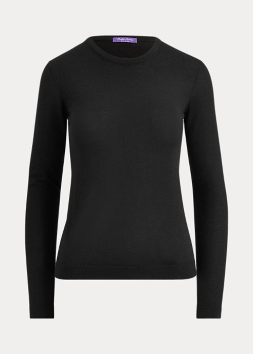 Ralph Lauren Cashmere Crewneck Tröjor Dam Svarta | 845730-DUY