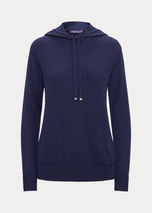 Ralph Lauren Cashmere Hoodie Hoodie Dam Marinblå | 548702-TWZ