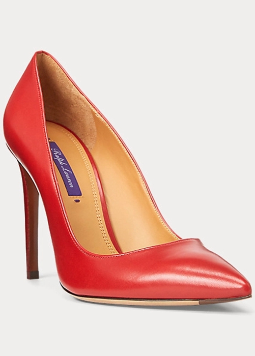 Ralph Lauren Celia Calfskin Höga Klackar Dam Mörkröda | 413907-OYJ