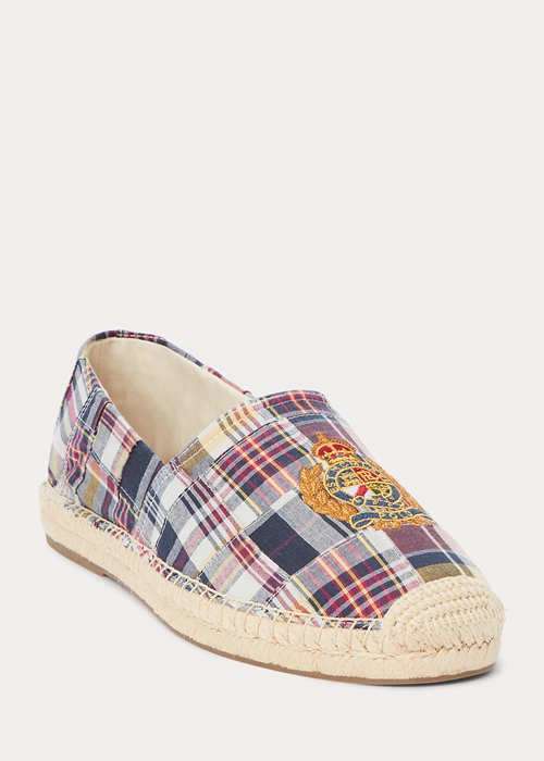 Ralph Lauren Cevio Crest Madras Espadrille Herr Blå Olika Färger | 893261-BNE