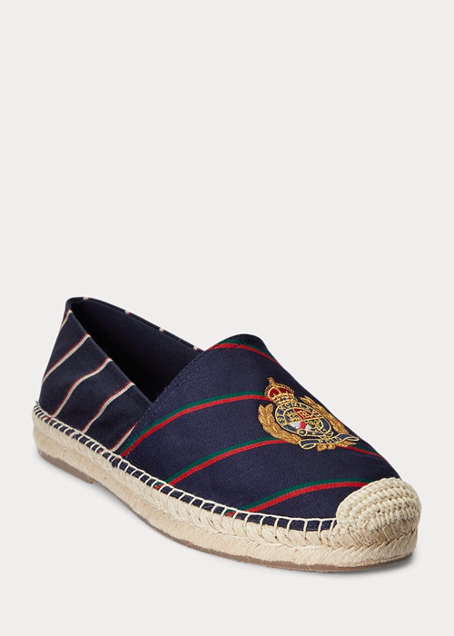 Ralph Lauren Cevio Crest Randig Espadrille Herr Marinblå | 623714-VGY