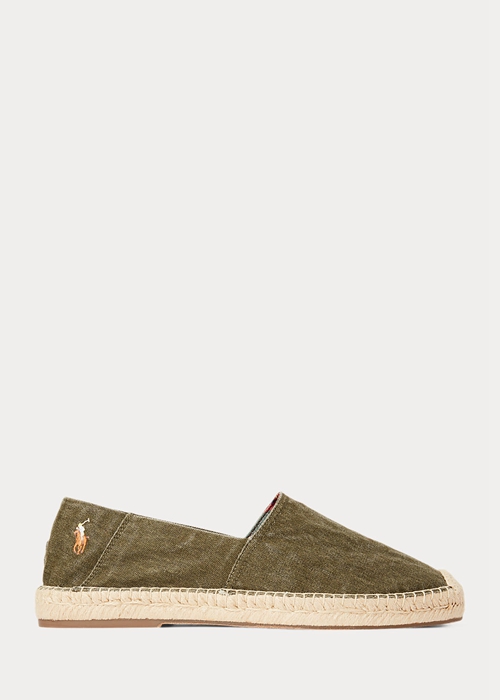 Ralph Lauren Cevio Washed Canvas Casual Skor Herr Gröna | 768194-QOM