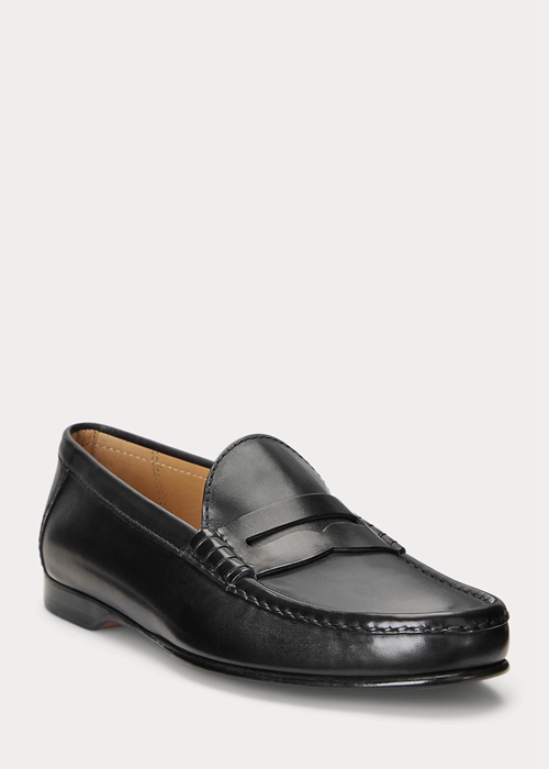 Ralph Lauren Chalmers Burnished Calfskin Penny Loafers Herr Svarta | 189473-HCY