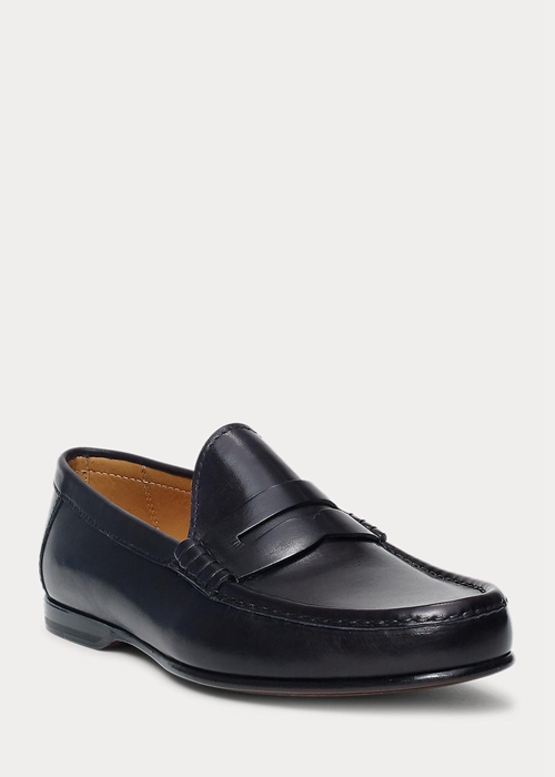 Ralph Lauren Chalmers Calfskin Penny Loafers Herr Svarta | 102754-EBS