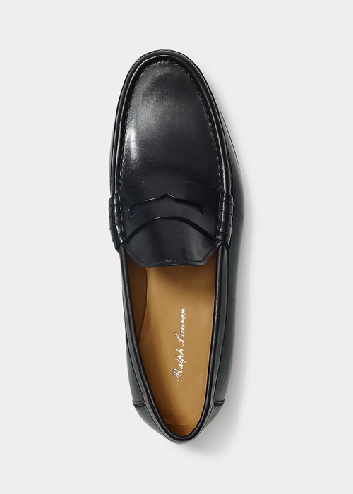 Ralph Lauren Chalmers Calfskin Penny Loafers Herr Svarta | 102754-EBS