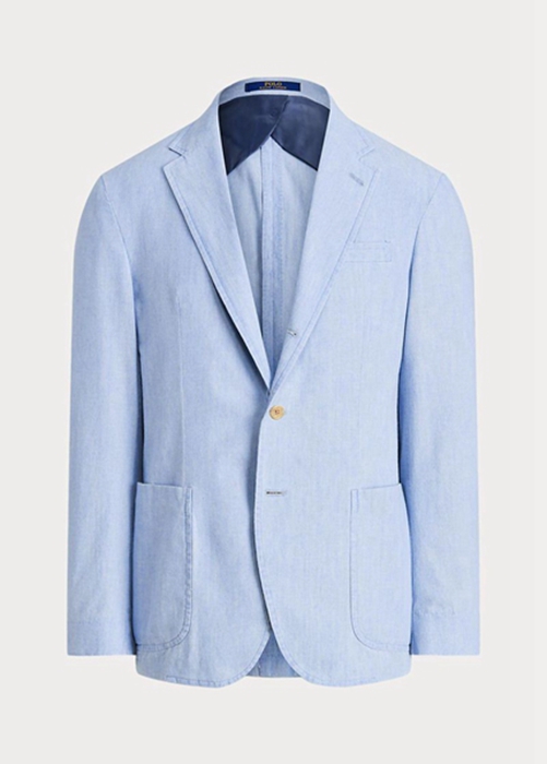 Ralph Lauren Chambray Suit Blazers Herr Blå | 038621-MNH