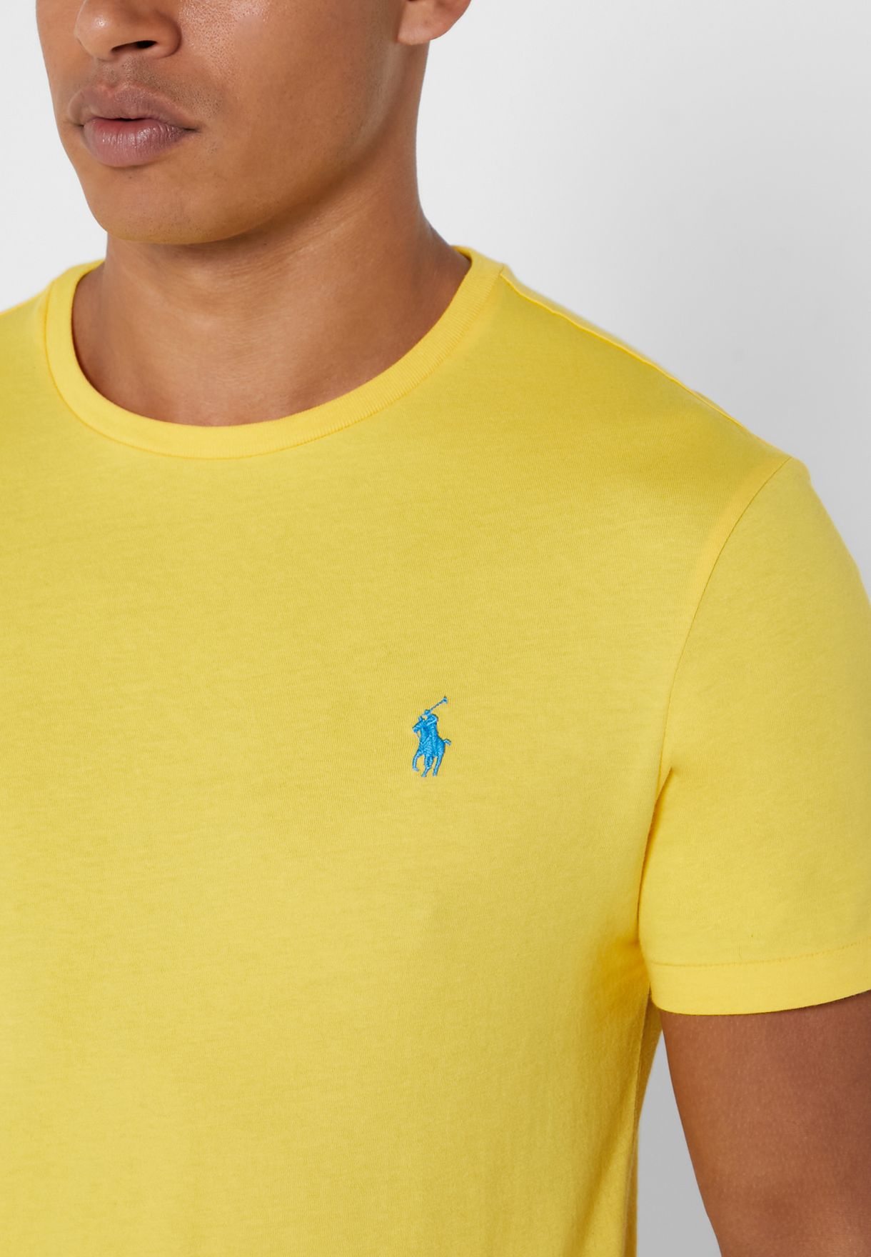 Ralph Lauren Chest Logo Crew Neck T-shirt Herr Gula | 142897-GPI