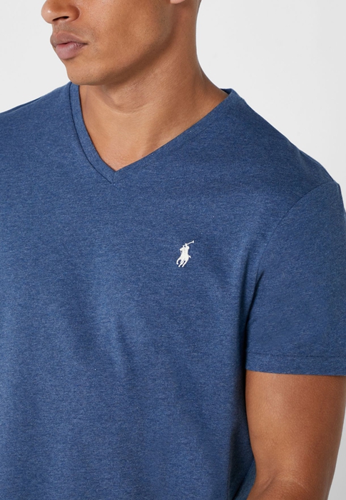 Ralph Lauren Chest Logo V-Neck T-shirt Herr Blå | 701849-KHX